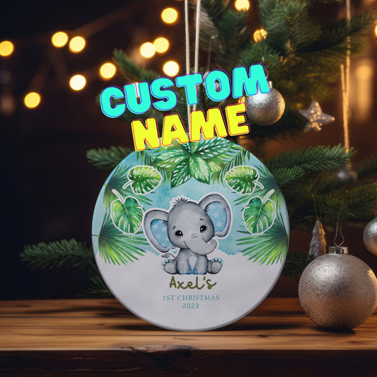 Custom 1st Christmas Ornament - Elephant