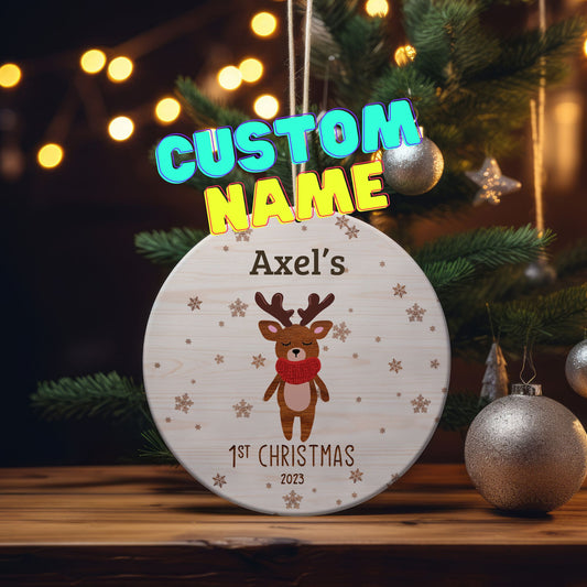 Custom 1st Christmas Ornament - Reindeer